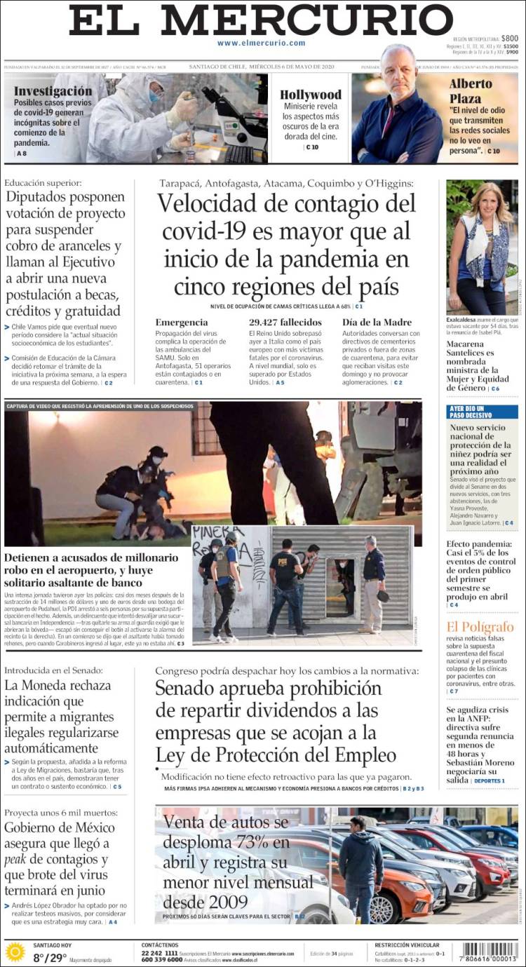 Portada de El Mercurio (Chile)