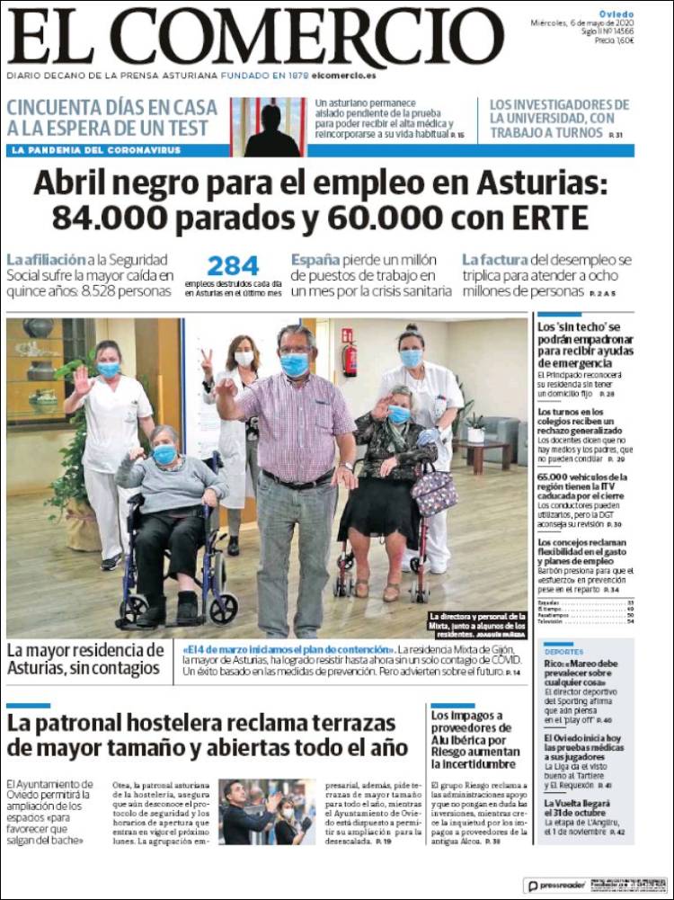 Portada de El Comercio (Espa&ntilde;a)