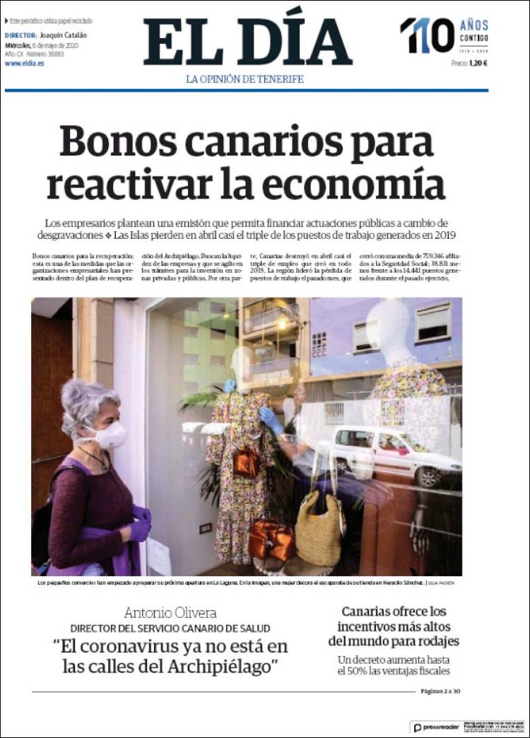 Portada de El Día (Espa&ntilde;a)