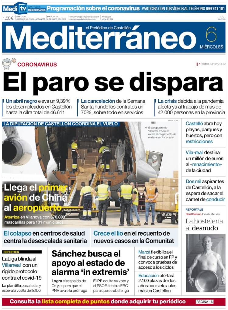 Portada de El Periódico Mediterraneo (Espa&ntilde;a)