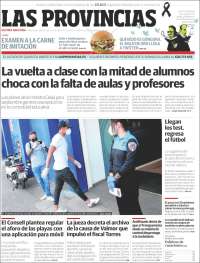 Portada de Las Provincias (Espa&ntilde;a)