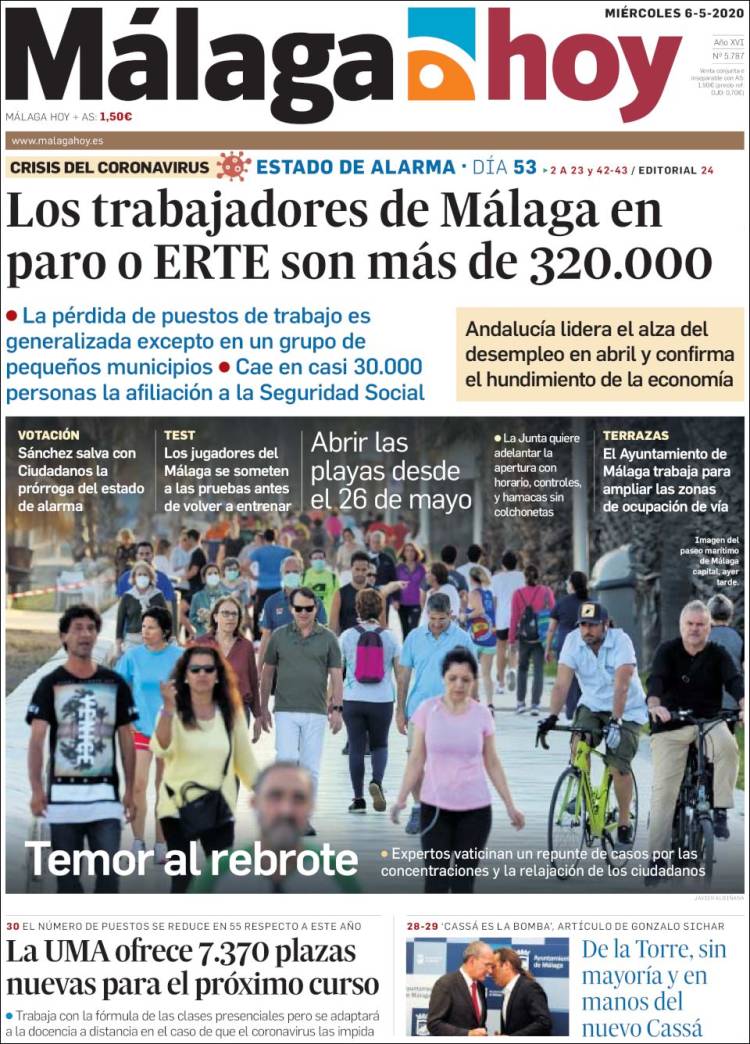 Portada de Málaga Hoy (Espa&ntilde;a)