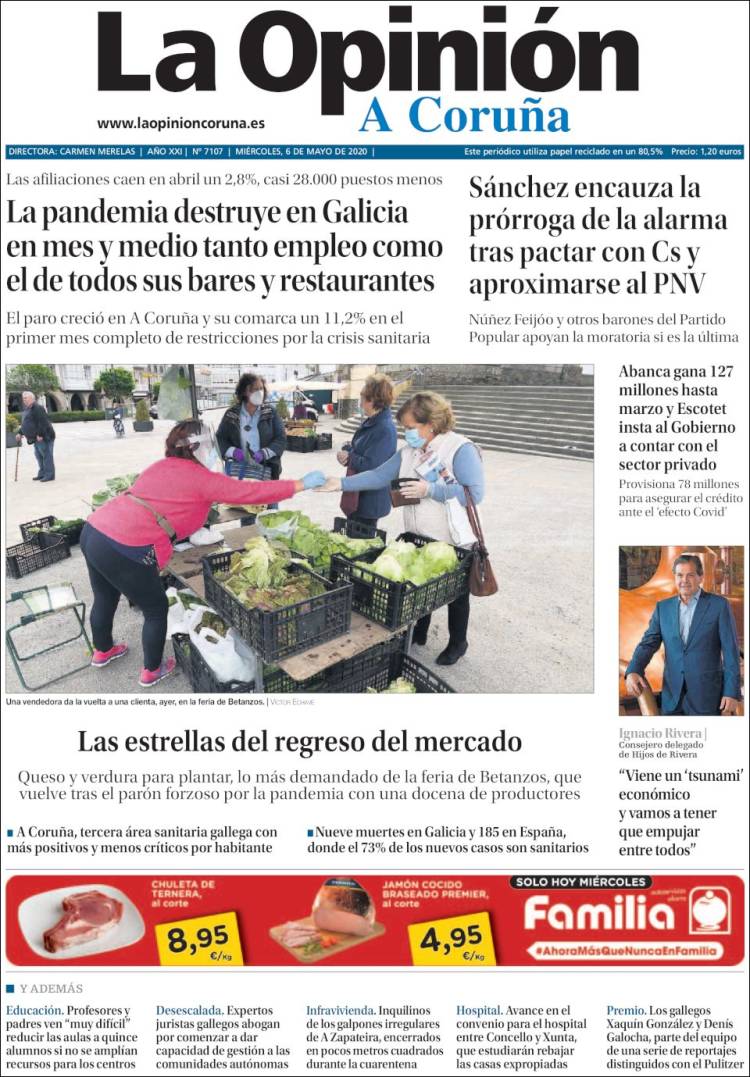 Portada de La Opinión de A Coruña (Espa&ntilde;a)