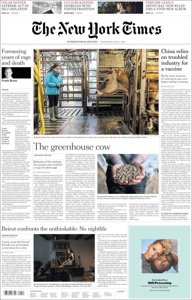 Portada de International New York Times (Europa)