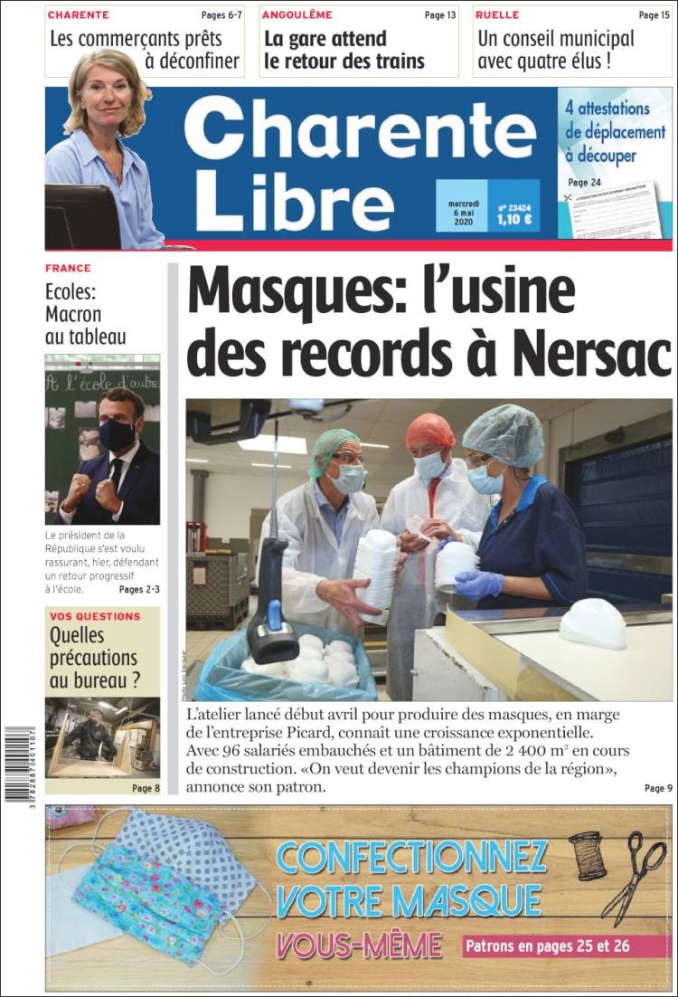 Portada de Charente Libre (Francia)