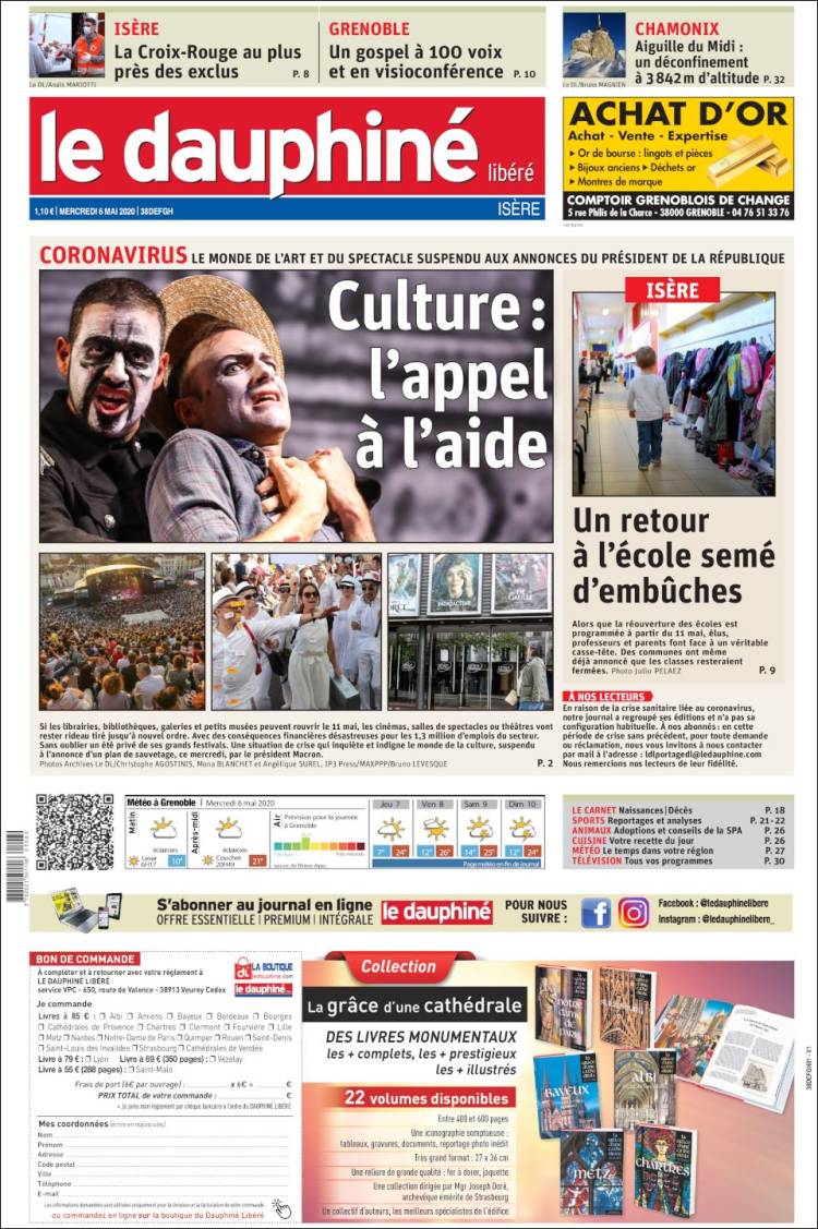 Portada de Le Dauphiné Libéré (Francia)