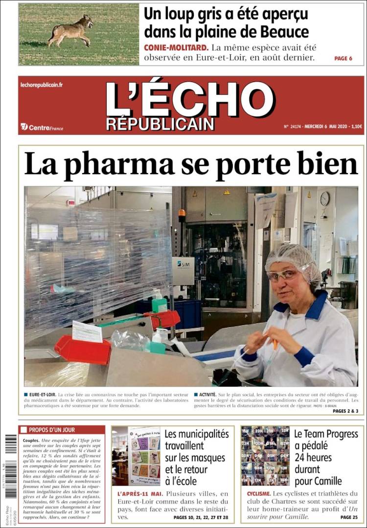 Portada de L'Echo Républicain (Francia)
