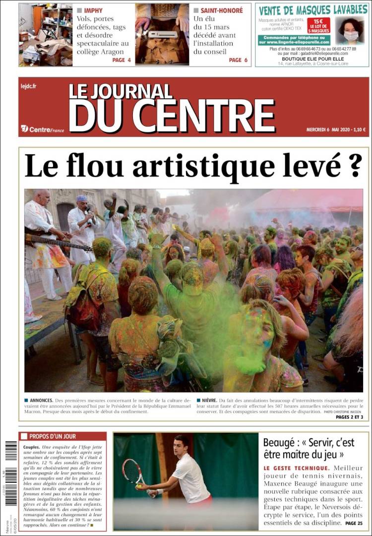 Portada de Le Journal du Centre (Francia)