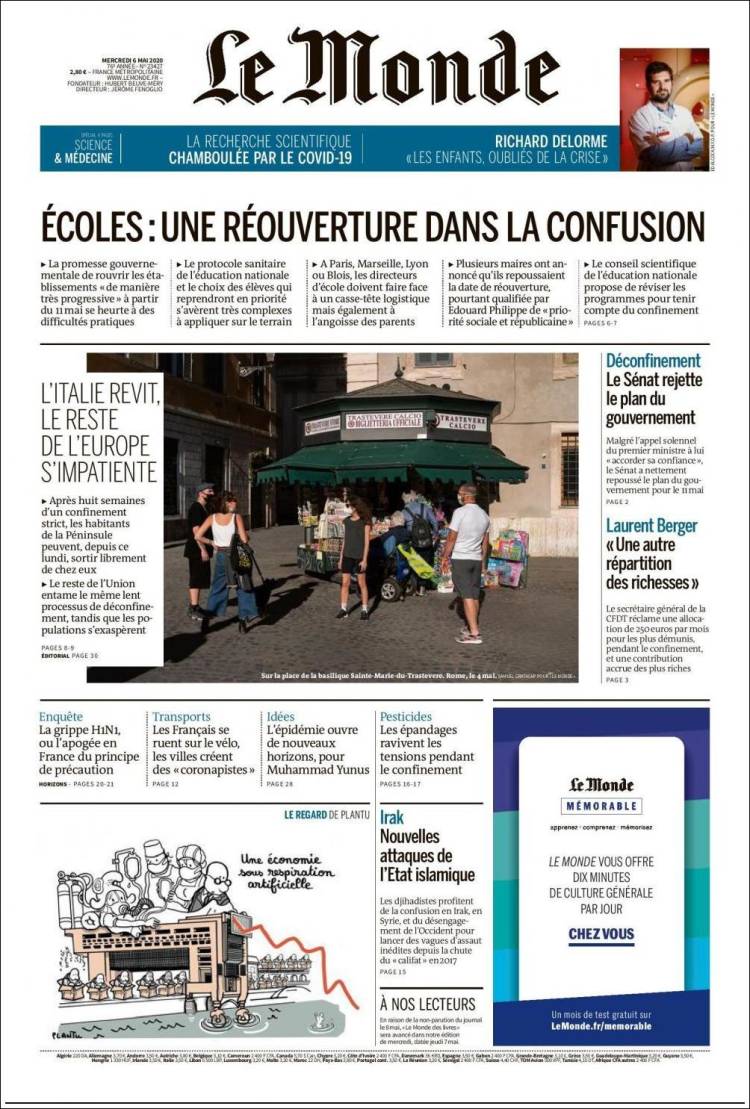 Portada de Le Monde (Francia)