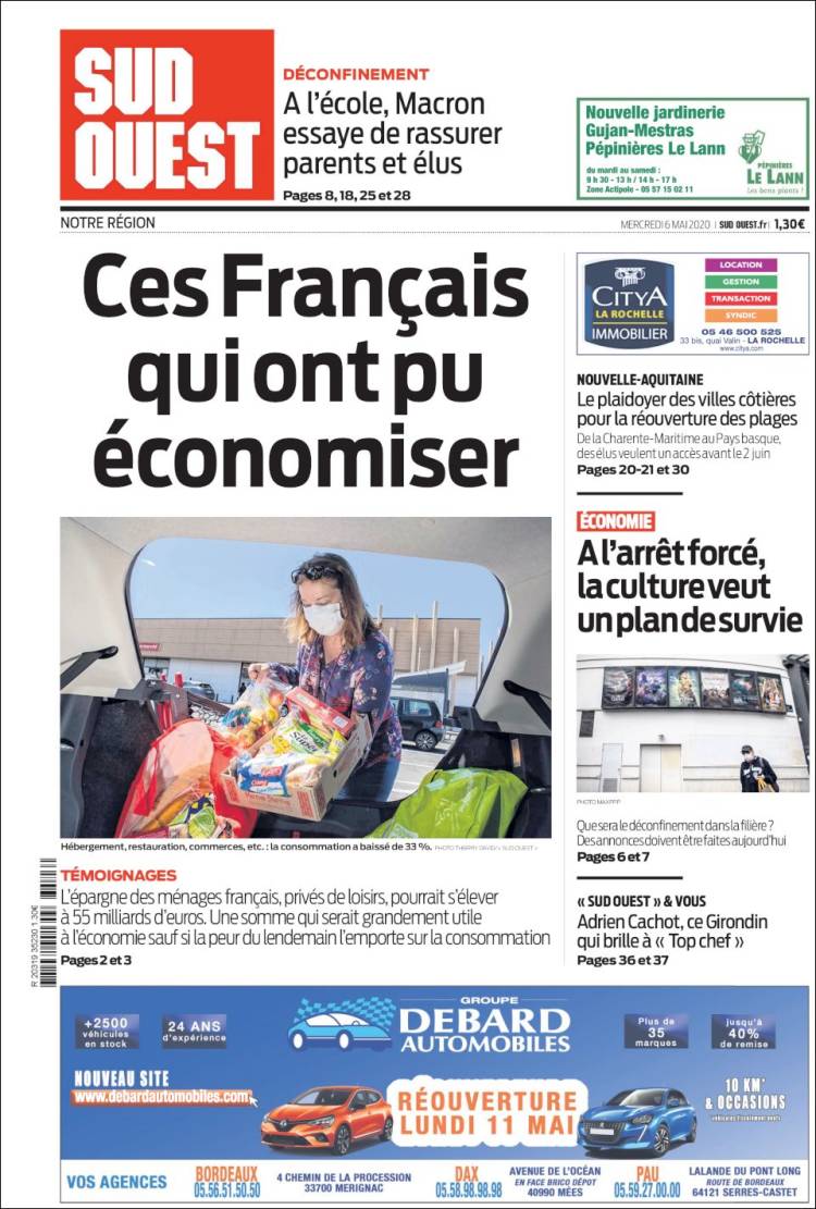 Portada de Sud Ouest (Francia)