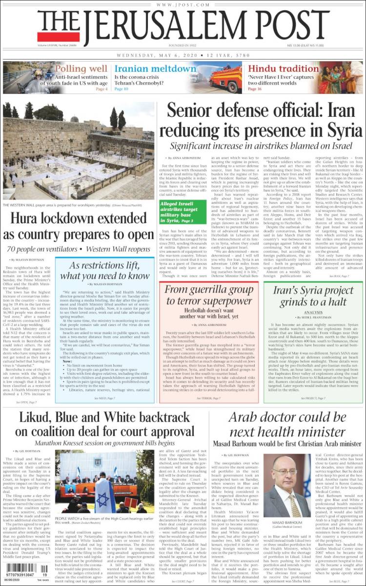 Portada de The Jerusalem Post (Israel)