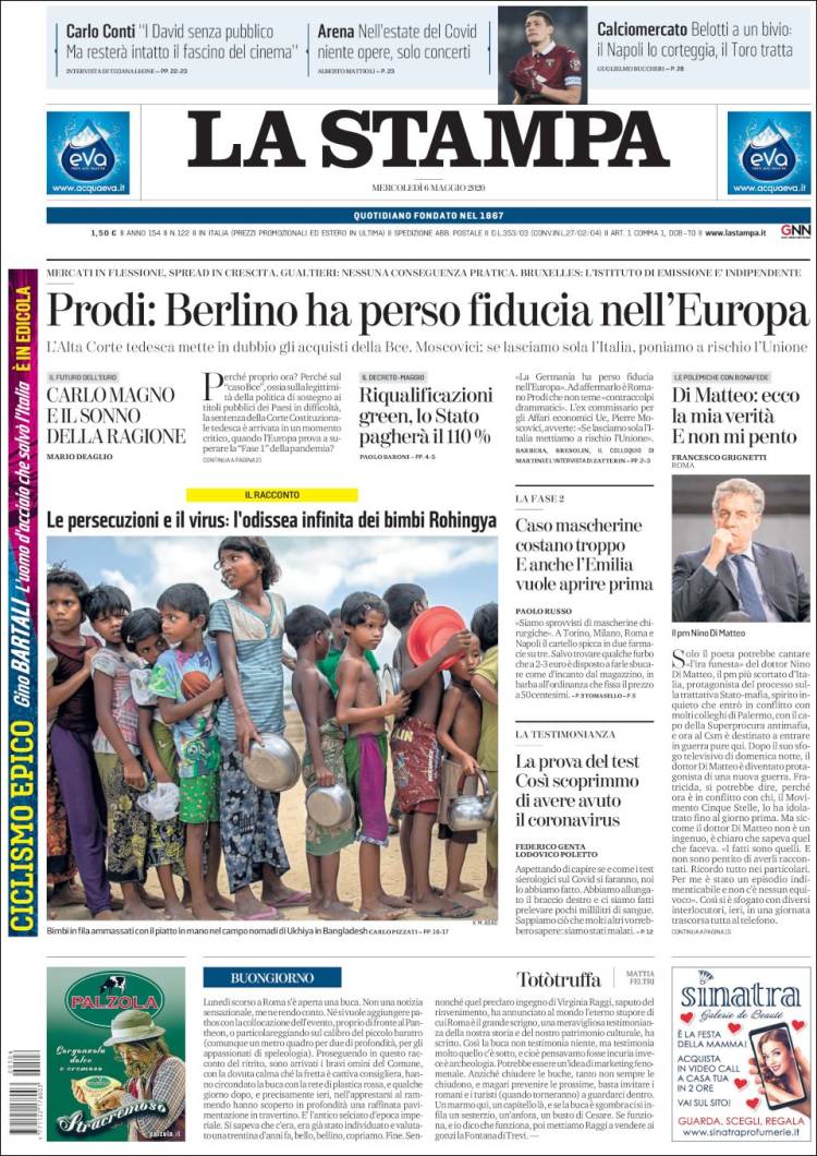 Portada de La Stampa (Italia)