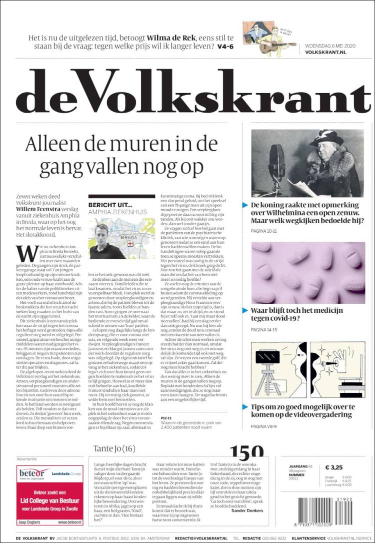 Portada de De Volkskrant (Pa&iacute;ses Bajos)