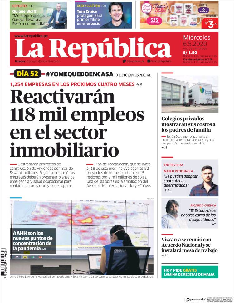 Portada de La Republica (Per&uacute;)
