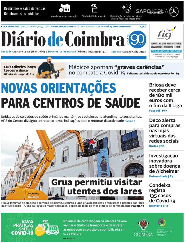 Portada de Diário de Coimbra (Portugal)