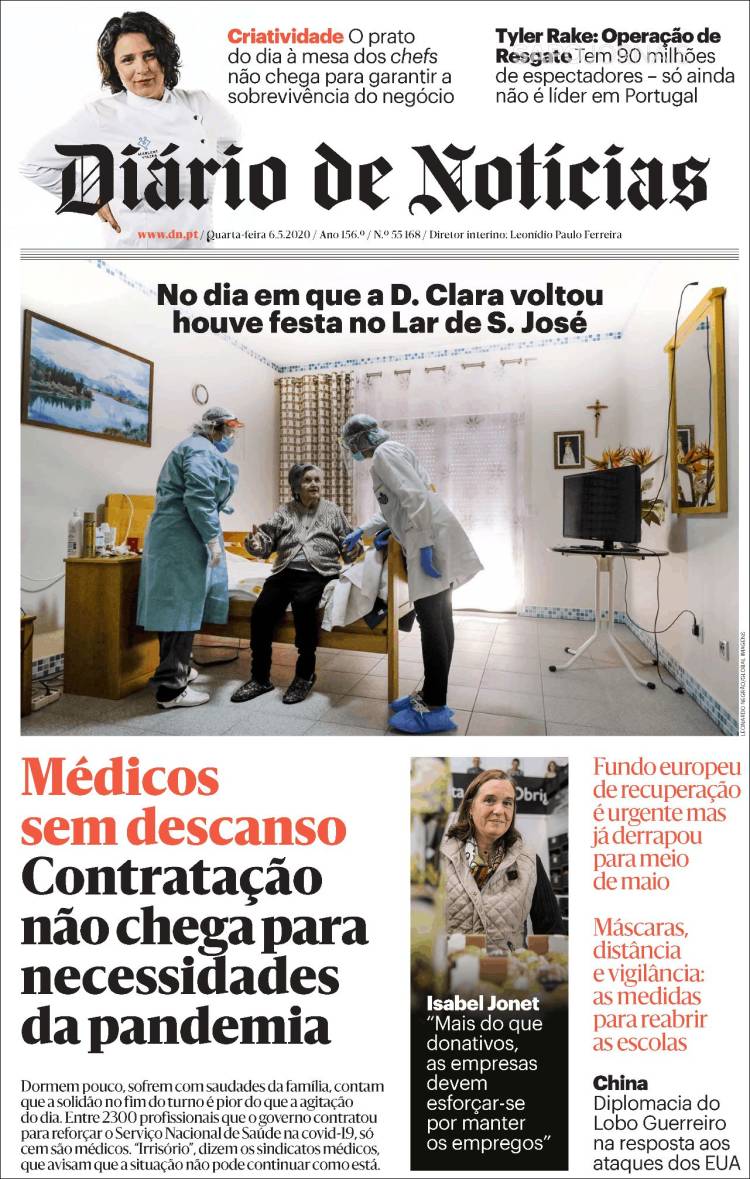 Portada de Diário de Noticias (Portugal)