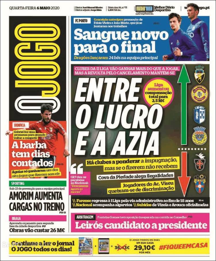 Portada de O Jogo (Portugal)