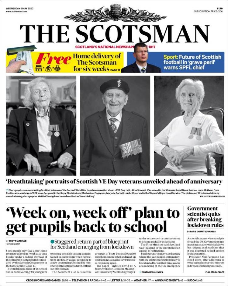 Portada de The Scotsman (Reino Unido)