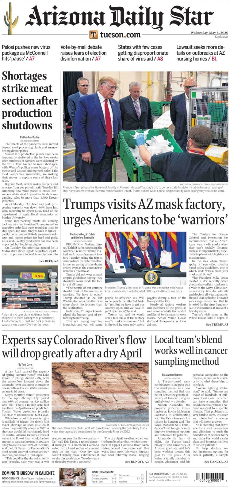 Portada de Arizona Daily Star (USA)