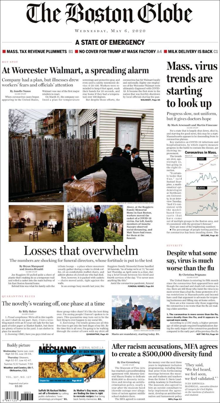 Portada de Boston Globe (USA)