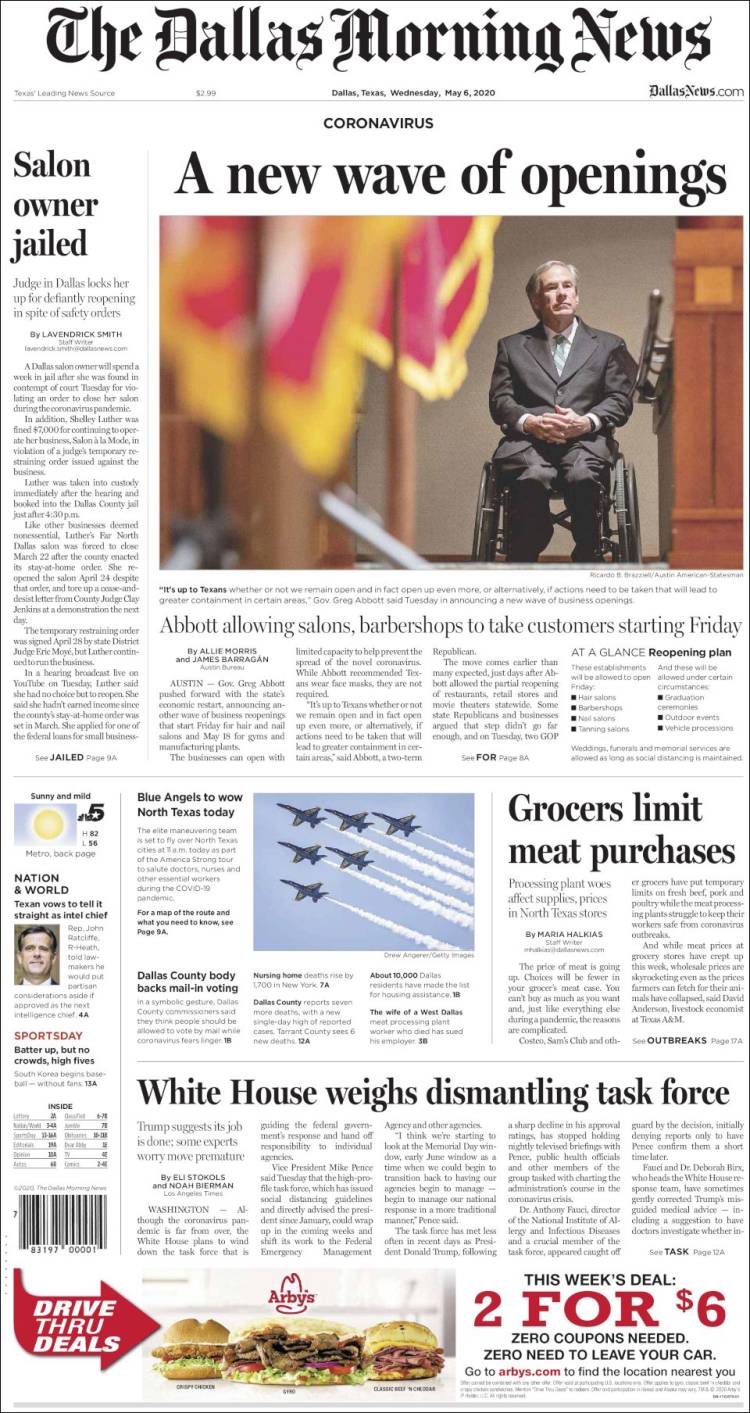 Portada de Dallas Morning News (USA)