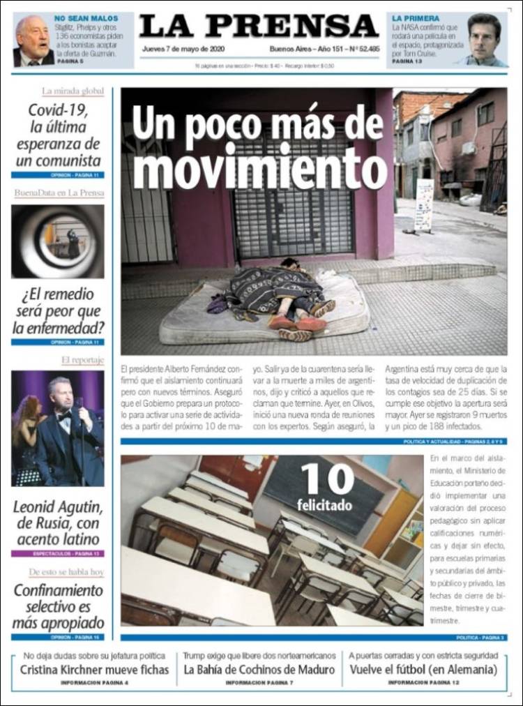 Portada de La Prensa (Argentina)