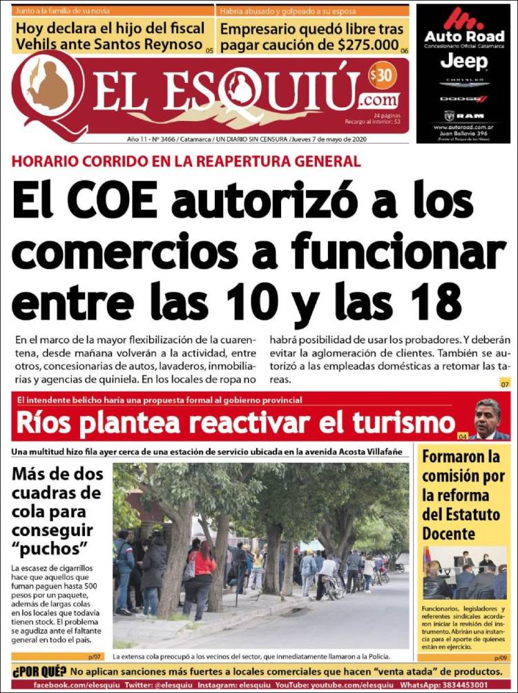 Portada de El Esquiu (Argentina)