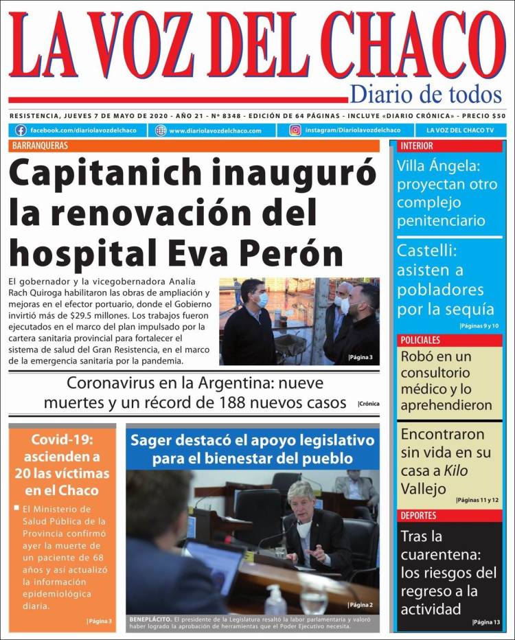 Portada de La Voz del Chaco (Argentina)