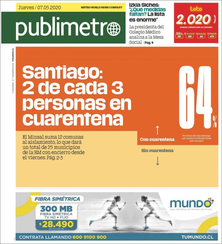 Portada de Publimetro (Chile)
