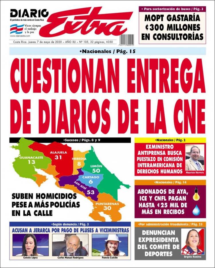 Portada de Diario Extra (Costa Rica)