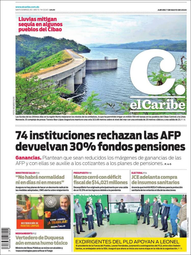 Portada de El Caribe (R. Dominicana)