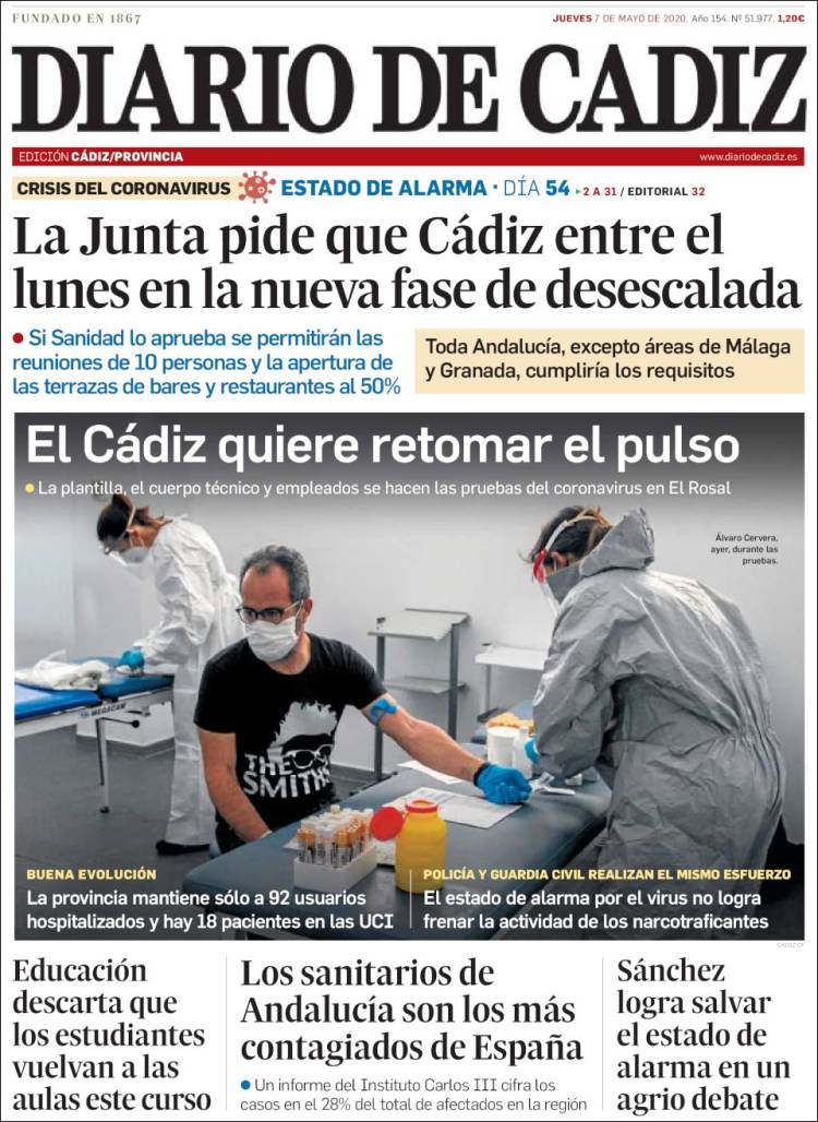 Portada de Diario de Cádiz (Spain)