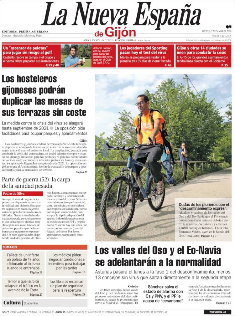 Portada de La Nueva España - Gijón (Spain)