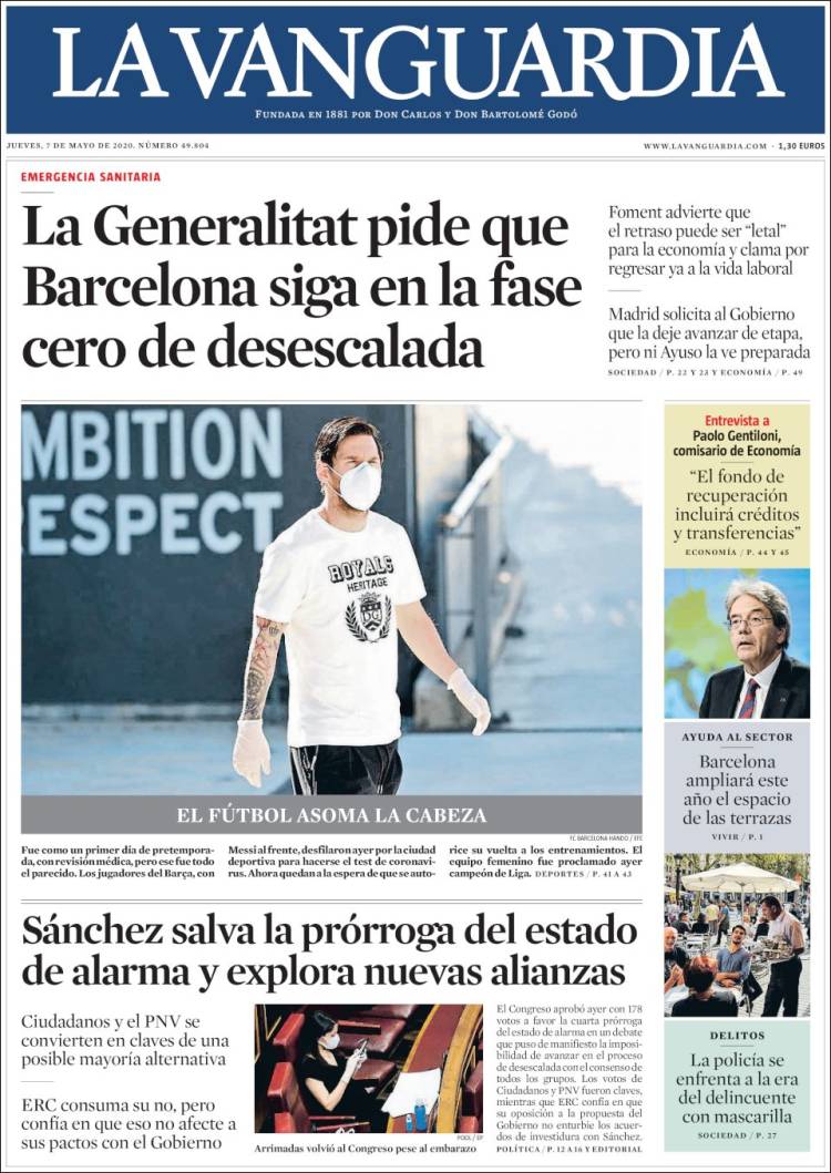 Portada de La Vanguardia (Spain)
