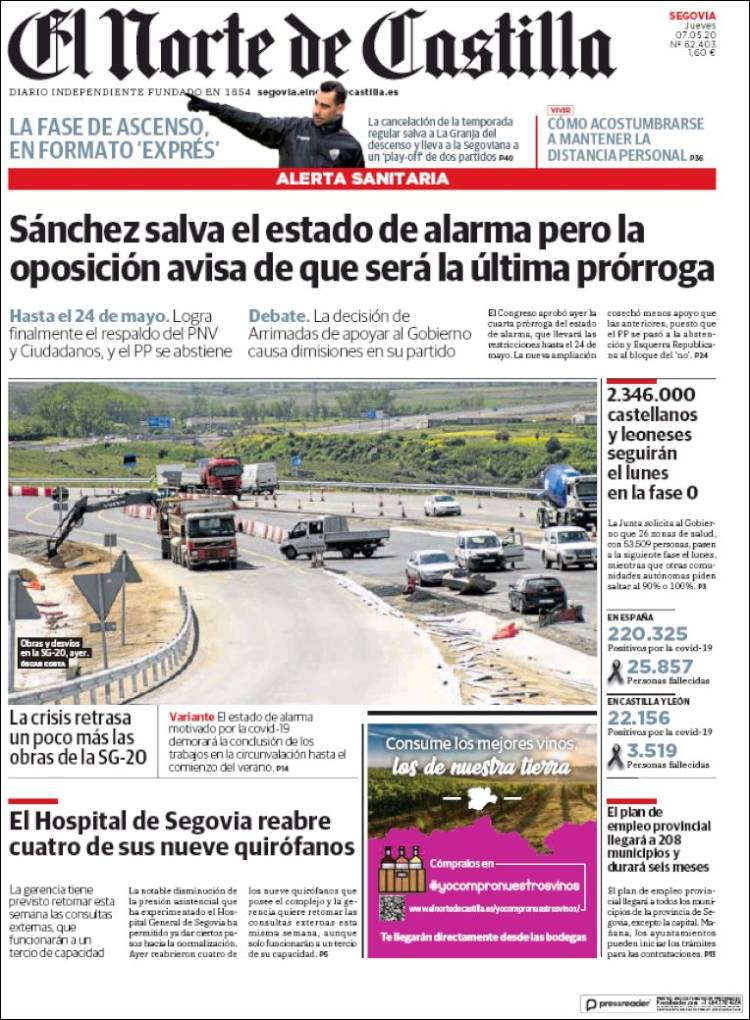 Portada de Norte de Castilla - Segovia (Spain)