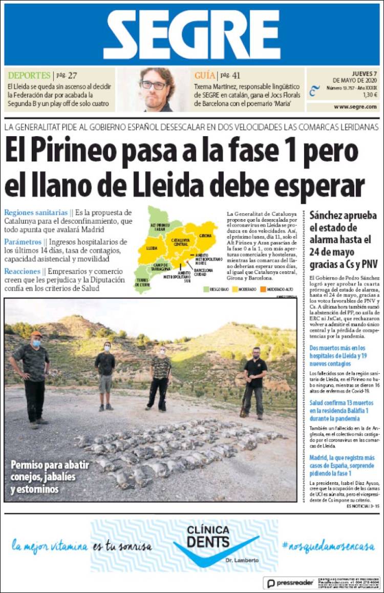 Portada de Segre  (Spain)