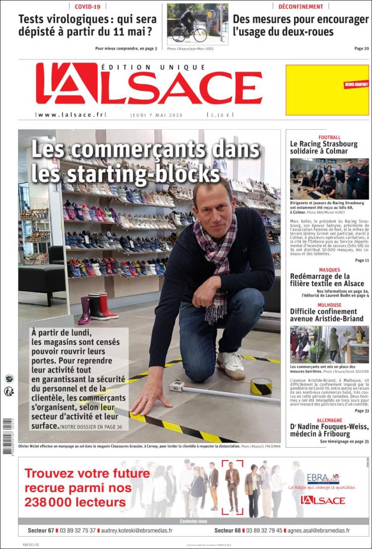 Portada de Journal L'Alsace (Francia)