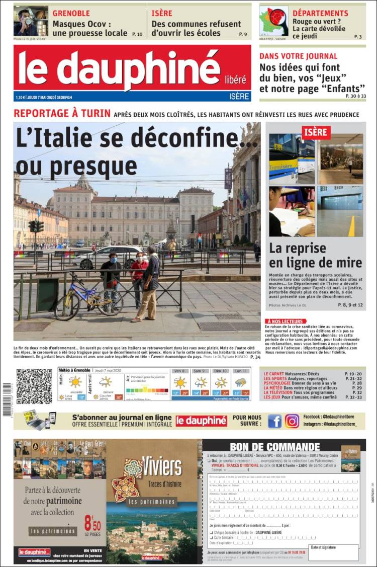 Portada de Le Dauphiné Libéré (Francia)
