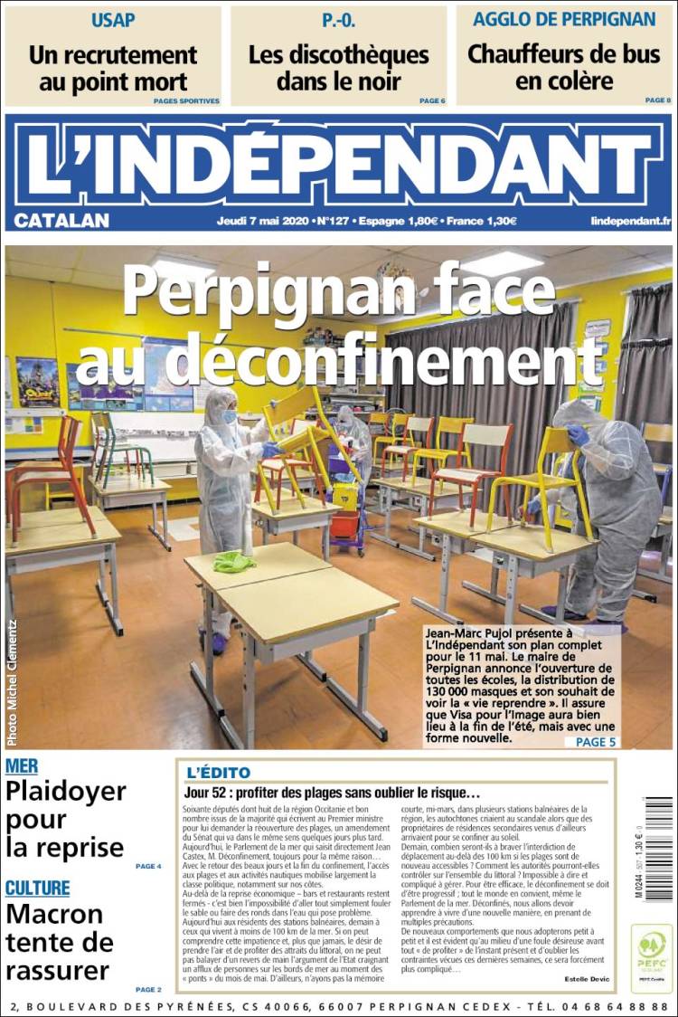 Portada de Le Indépendant (Francia)