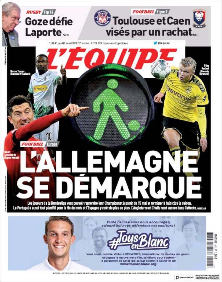 Portada de L'Equipe (Francia)