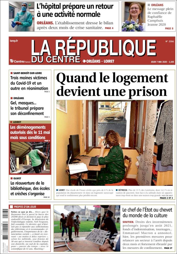 Portada de La République du Centre (Francia)