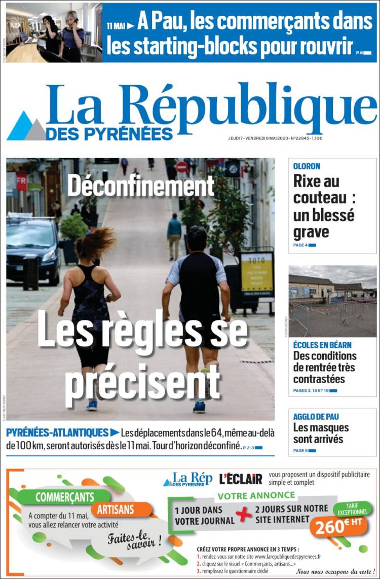 Portada de La République des Pyrénées (Francia)