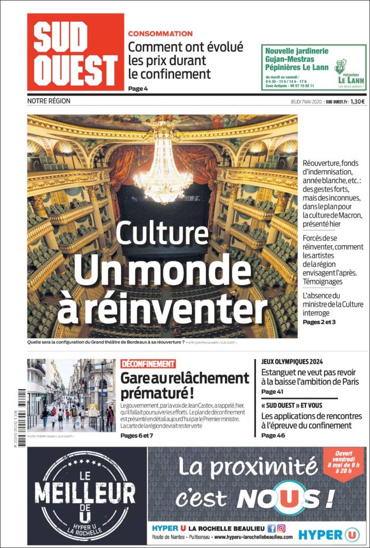 Portada de Sud Ouest (Francia)