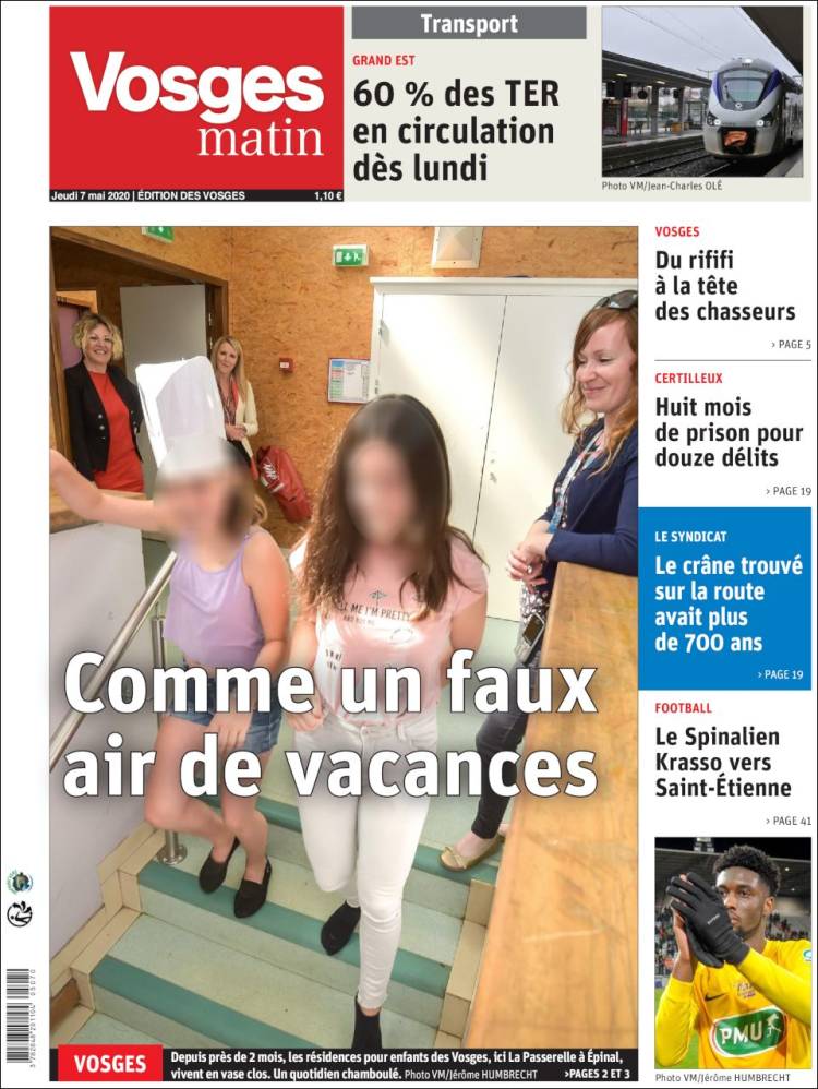 Portada de Vosges Matin (Francia)