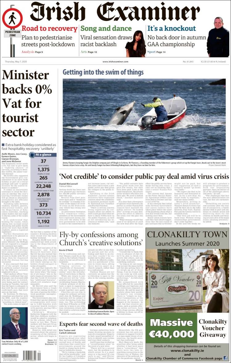 Portada de Irish Examiner (Irlanda)