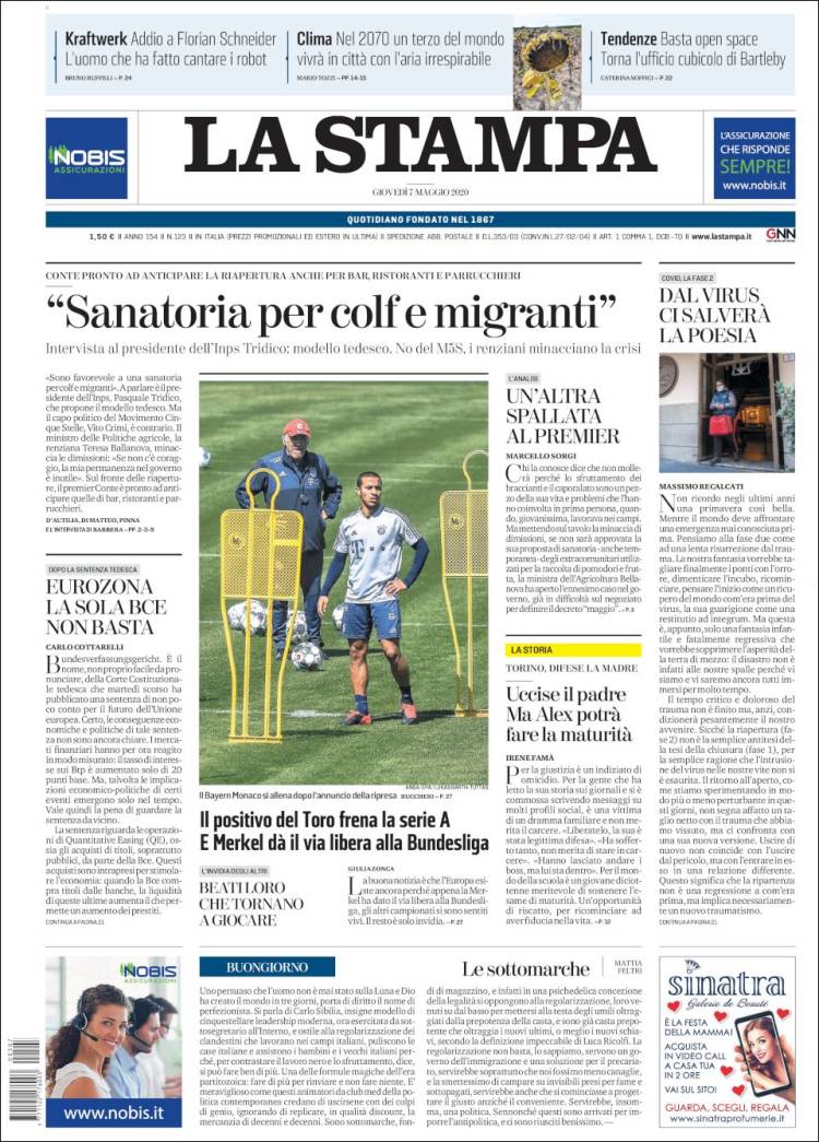 Portada de La Stampa (Italia)