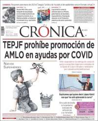 Portada de La Crónica de Hoy (México)