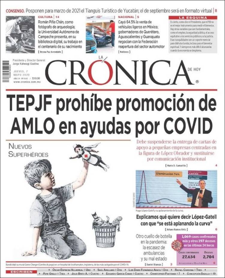 Portada de La Crónica de Hoy (México)