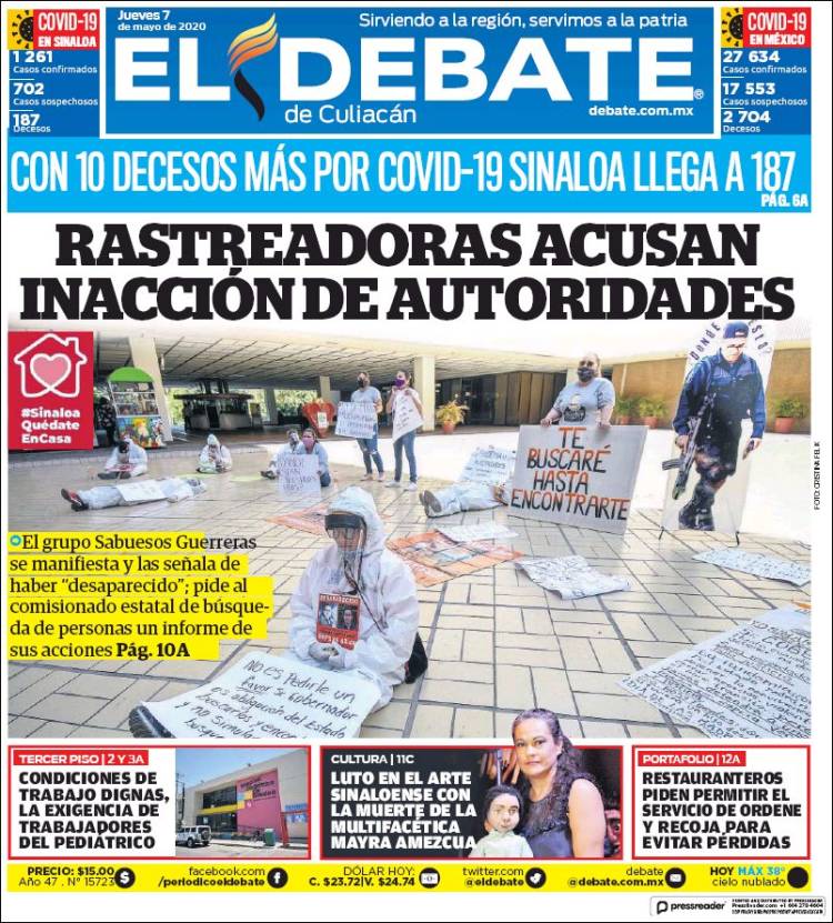 Portada de El Debate de Culiacán (México)