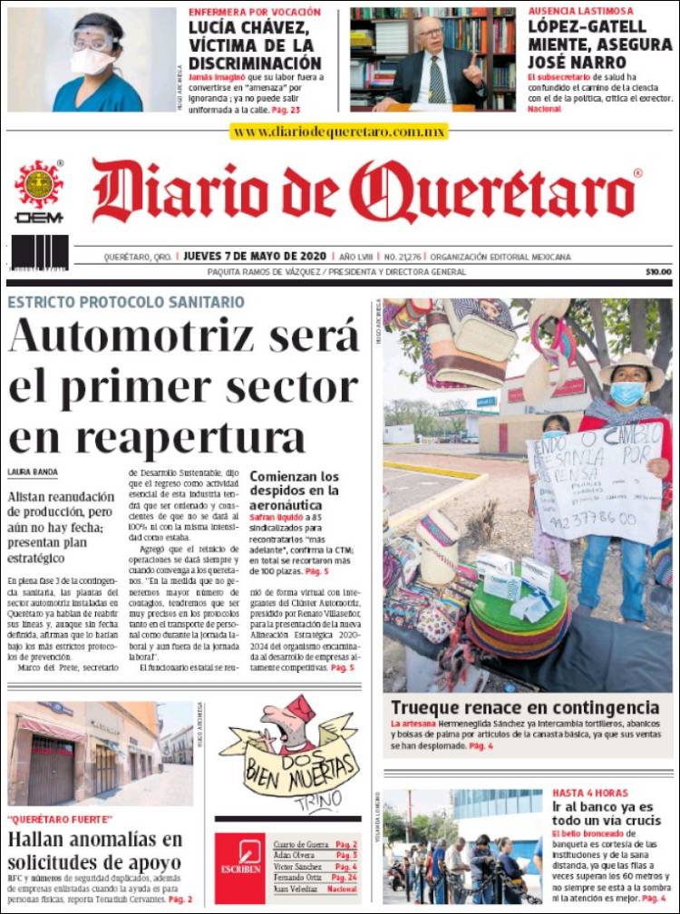 Portada de Diario de Querétaro (México)